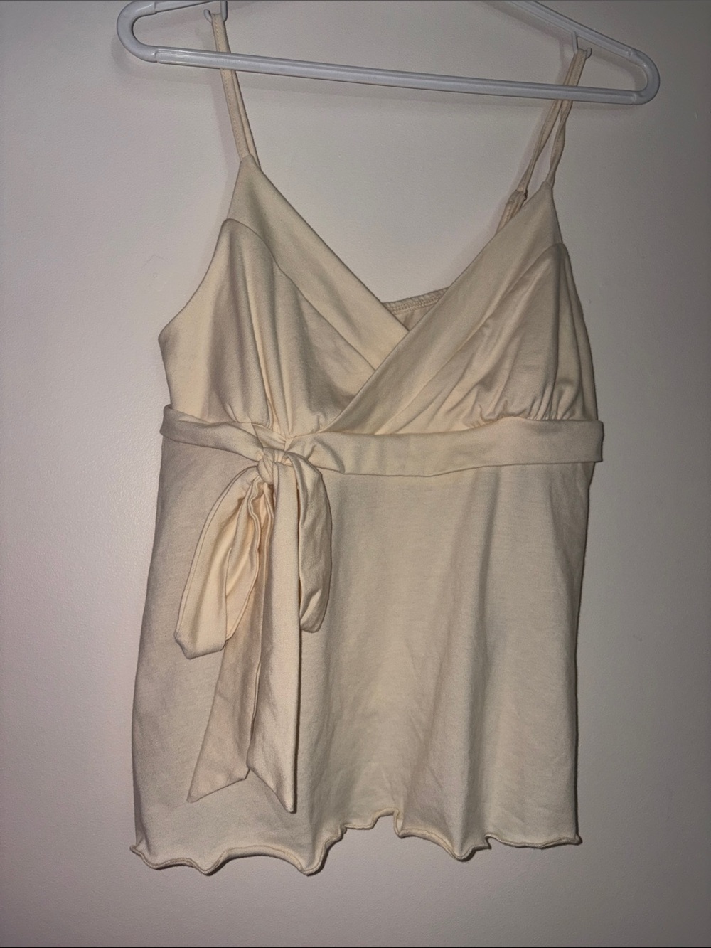 Women's Cream/light yellow Tie-Waist Spaghetti Strap Top